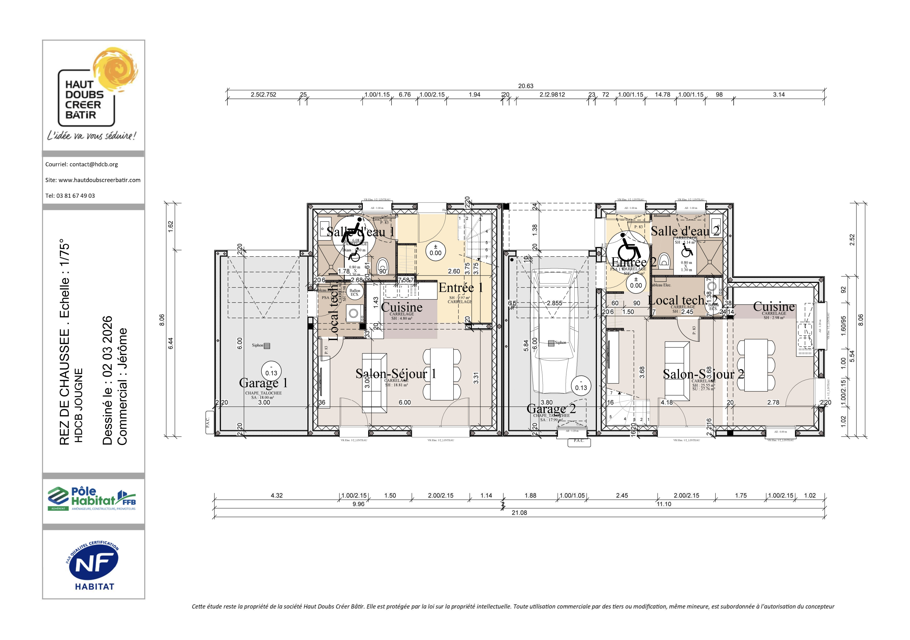 Plan 3D - Maison 4 piÃ¨ces avec garage